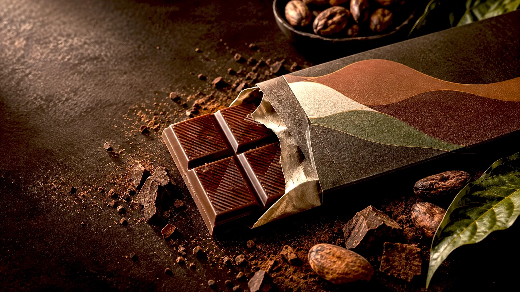 Chocolate Neretto embalado, cacau de origem
